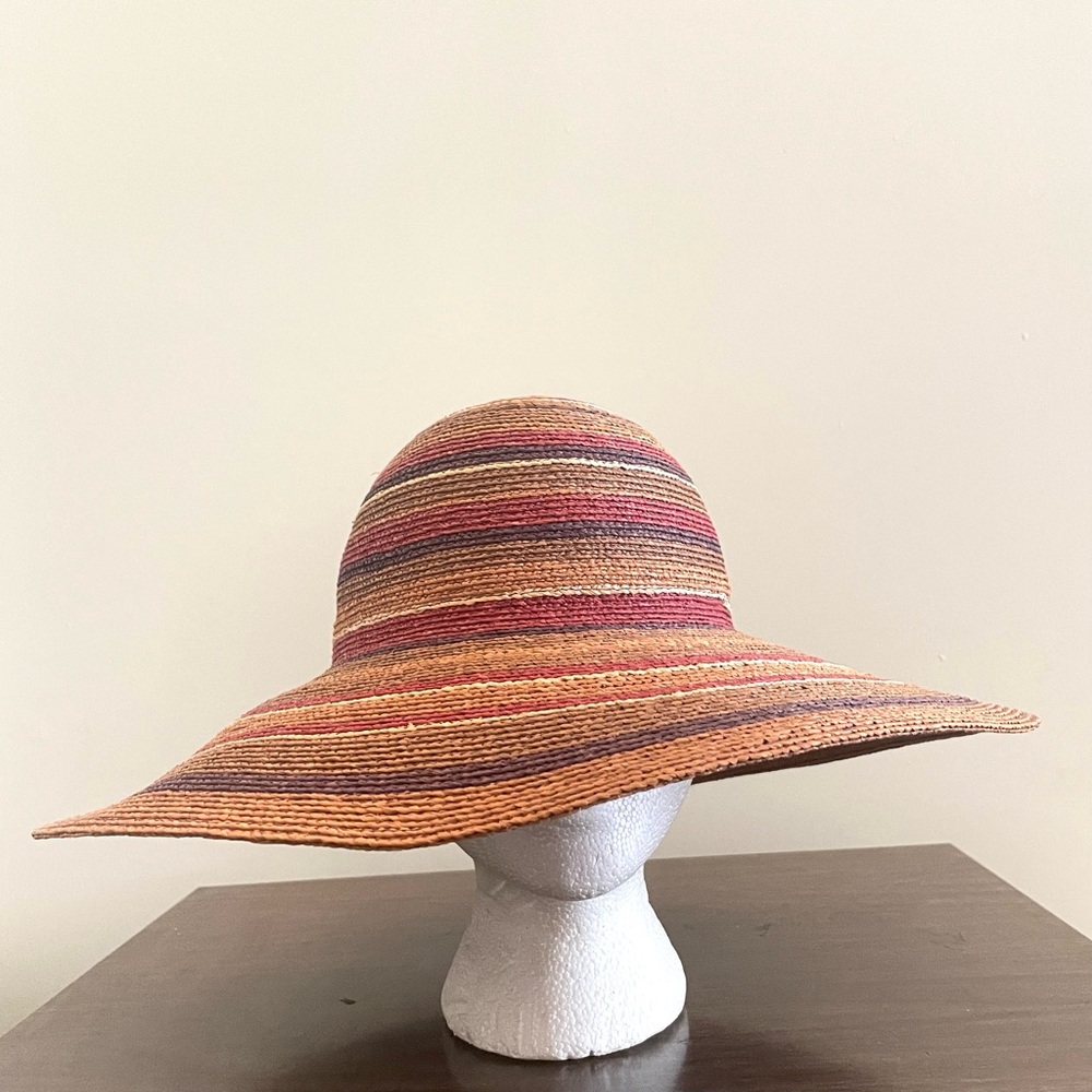 SOLD Helen Kaminski Hat Wide Brim Sun Raffia Womens Multicolor Summer Beach - Picture 2 of 15